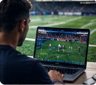 Soccer match analysis on a laptop